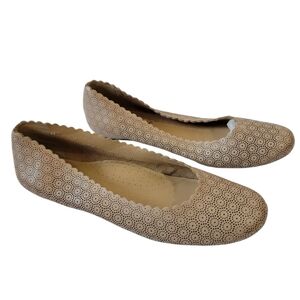 TOOTSIES Luxury Women's Favorated Ballet Flat Tan Sz 10M Leather Casual Comfort